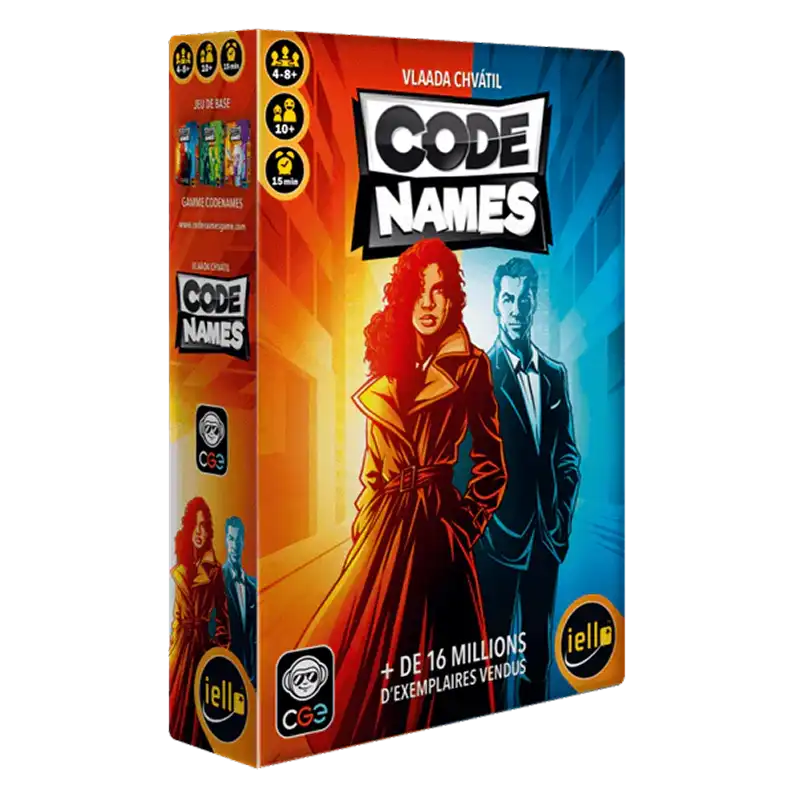 Codenames társasjátékdoboz szóasszociációs játékkal csapatoknak és társasági összejövetelekhez.